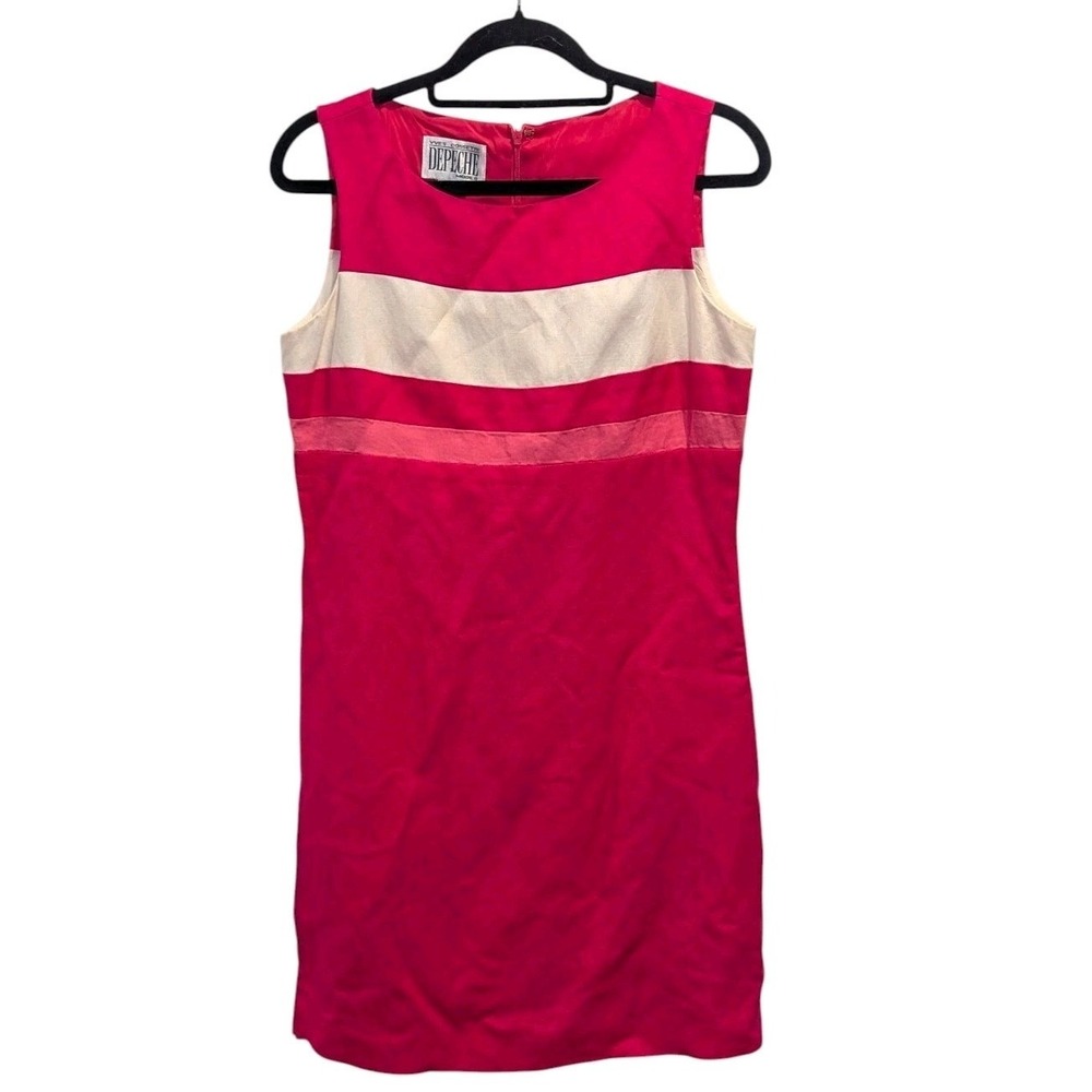 Colorblock Barbiecore Pink Sheath Dress Yves Cossette Depêche Petite 4